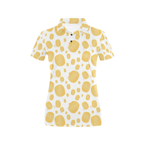 Potato Chips Pattern Print Design 03 Women's All Over Print Polo Shirt