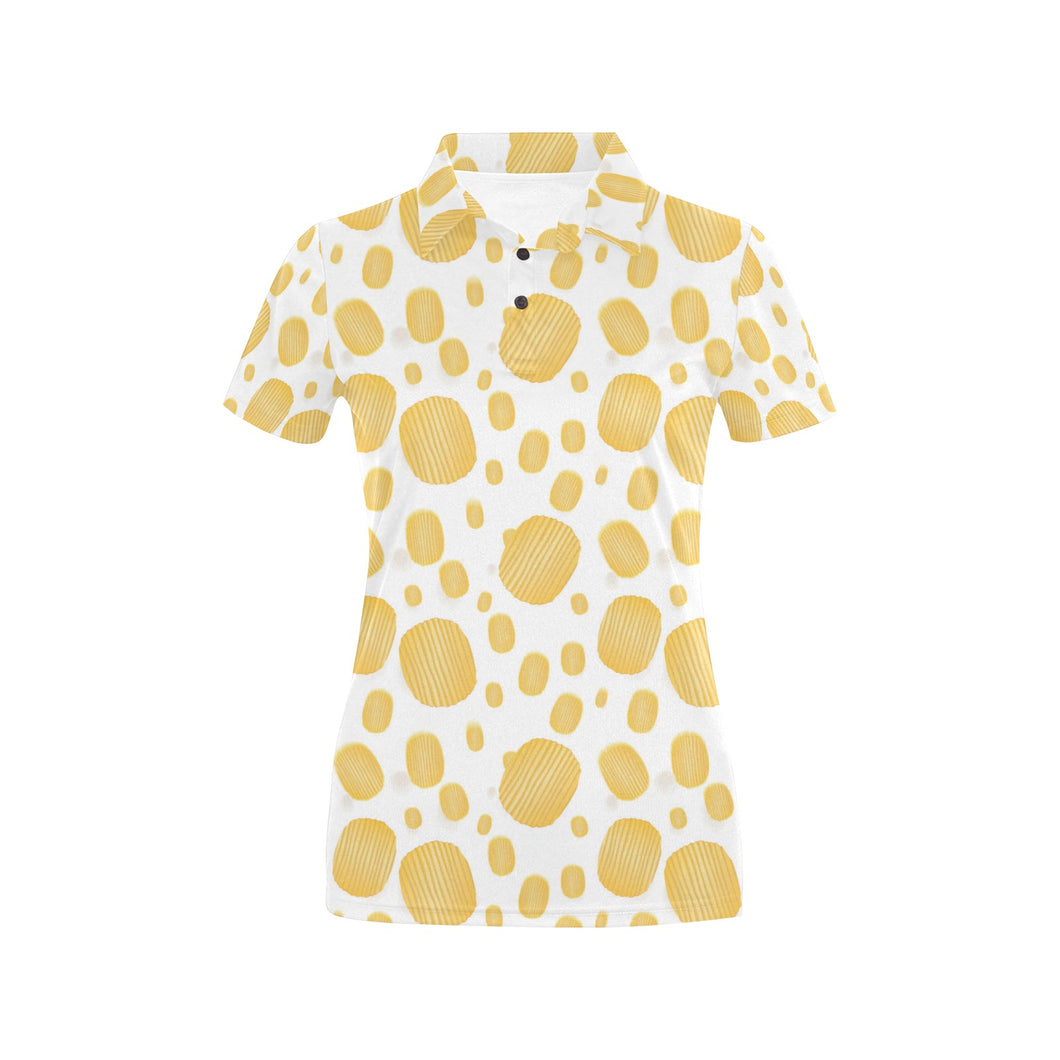Potato Chips Pattern Print Design 03 Women's All Over Print Polo Shirt