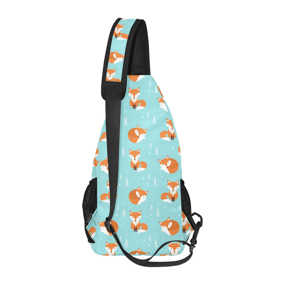 Fox pattern blue b ackground All Over Print Chest Bag