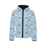 Cute penguin christmas snow pattern Kids' Boys' Girls' Padded Hooded Jacket