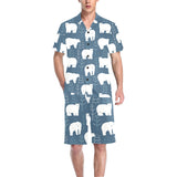 polar bear mother her child pattern Men's V-Neck Short Pajama Set