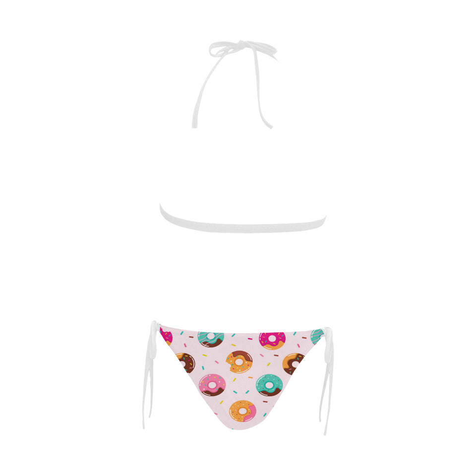 Donut pattern glaze pink background Sexy Bikinis Two-Piece Swimsuits
