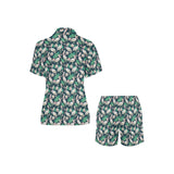 Pelican Pattern Print Design 03 Women's V-Neck Short Pajama Set