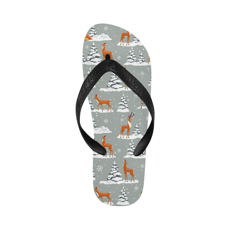 Beautiful deers Winter Christmas Unisex Flip Flops