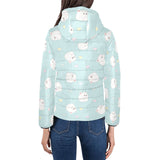 White cute hamsters heart pattern Women's Padded Hooded Jacket