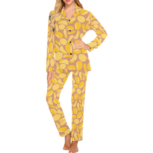 Potato Chips Pattern Print Design 01 Women's Long Pajama Set