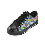 Colorful mushroom design pattern Men's Low Top Canvas Shoes Black