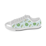 Durian pattern blue background Men's Low Top Shoes White