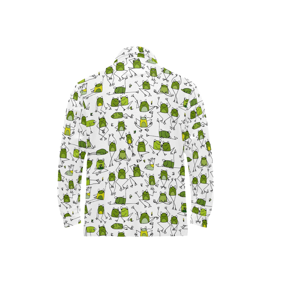 Sketch funny frog pattern Men's Long Sleeve Polo Shirt