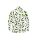 Sketch funny frog pattern Men's Long Sleeve Polo Shirt