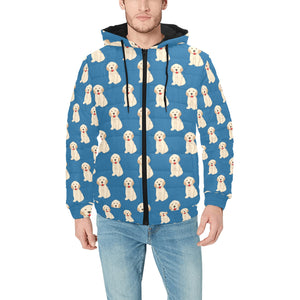 Golden Retriever Pattern Print Design 03 Men's Padded Hooded Jacket