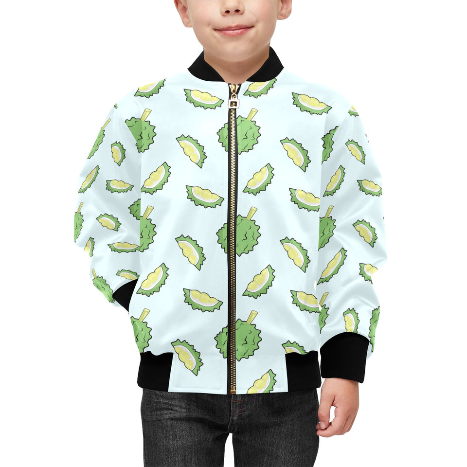Durian pattern blue background Kids' Boys' Girls' Bomber Jacket