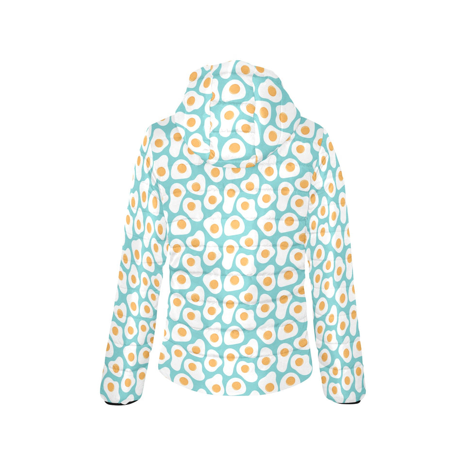 Fried Eggs Pattern Print Design 04 Women's Padded Hooded Jacket