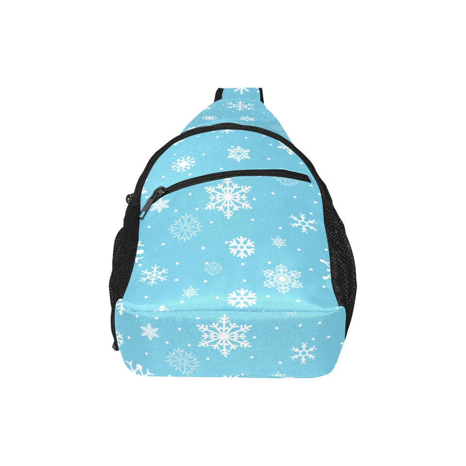 Snowflake pattern blue background All Over Print Chest Bag