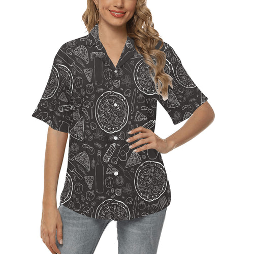 Pizza pattern Women's All Over Print Hawaiian Shirt
