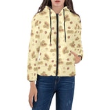 peanuts design pattern Women's Padded Hooded Jacket