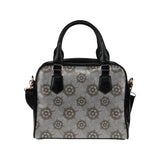 nautical wood steering wheel pattern Shoulder Handbag