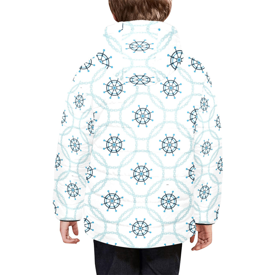 nautical steering wheel chain Kids' Boys' Girls' Padded Hooded Jacket