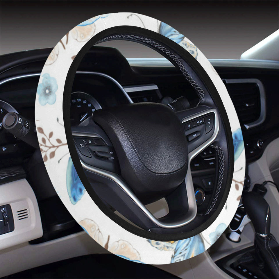 blue butterfly pattern Car Steering Wheel Cover