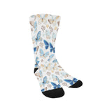 blue butterfly pattern Crew Socks