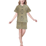 arabic star gold pattern Kids' Boys' Girls' V-Neck Short Pajama Set