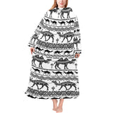 Camel polynesian tribal pattern Blanket Robe with Sleeves