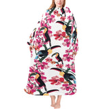 Toucan flower design pattern Blanket Robe with Sleeves