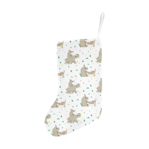 Cute Rhino pattern background Christmas Stocking