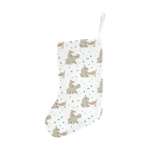 Cute Rhino pattern background Christmas Stocking