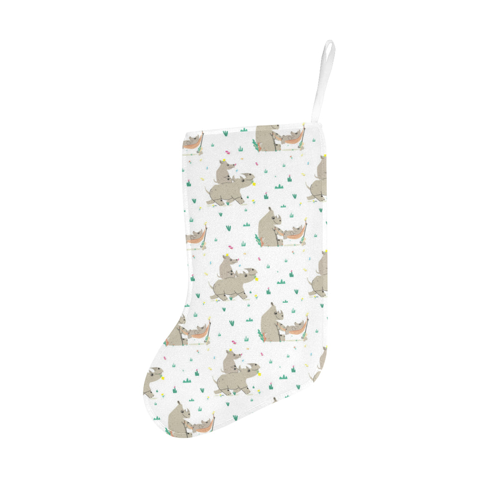 Cute Rhino pattern background Christmas Stocking