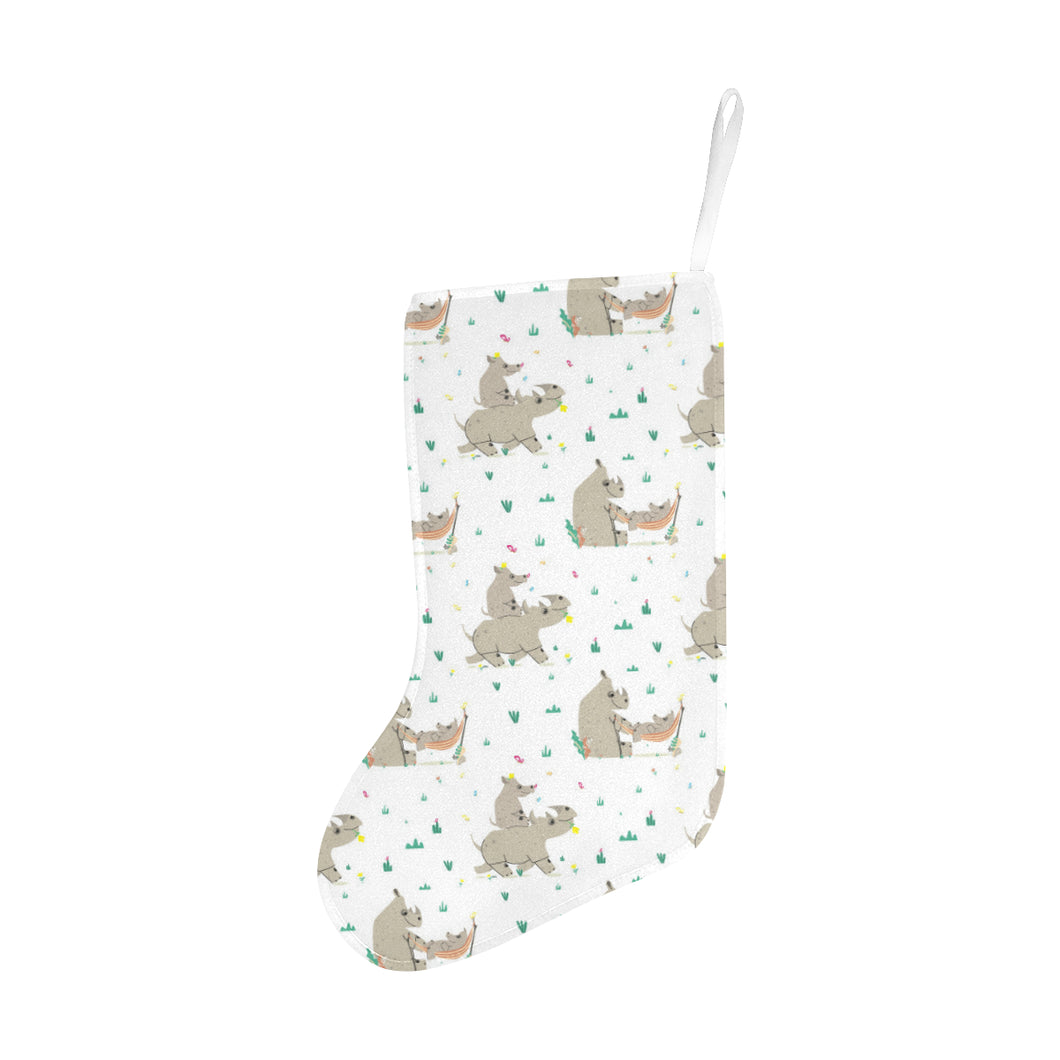 Cute Rhino pattern background Christmas Stocking