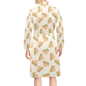 Sandwich Pattern Print Design 01 Men's Long Sleeve Belted Night Robe