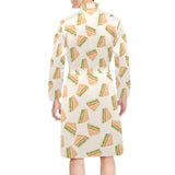 Sandwich Pattern Print Design 01 Men's Long Sleeve Belted Night Robe