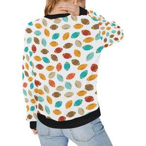 Colorful american football ball pattern Women's Crew Neck Sweatshirt