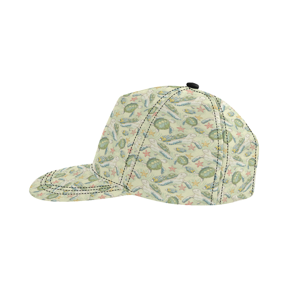 Hand drawn sea turtle fish pattern All Over Print Snapback Cap