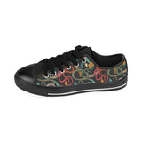 Colorful snake plant pattern Men's Low Top Canvas Shoes Black
