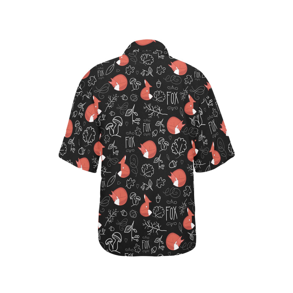fox sleeping fox pattern Women's All Over Print Hawaiian Shirt