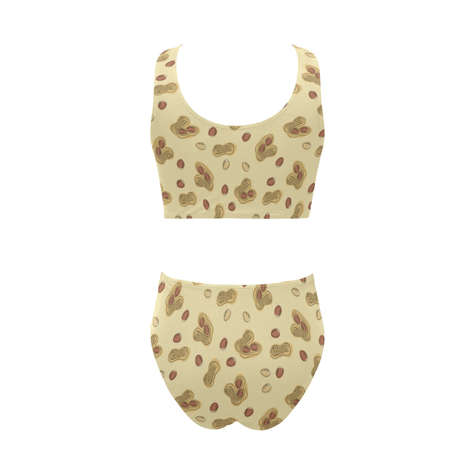 peanuts design pattern Chest Bowknot High Waisted Bikini Swimsuit