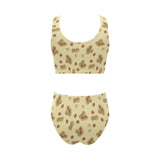 peanuts design pattern Chest Bowknot High Waisted Bikini Swimsuit