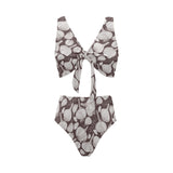 Garlic bulb dark background Chest Bowknot High Waisted Bikini Swimsuit