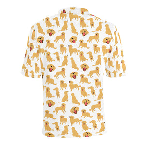 Golden Retriever Pattern Print Design 05 Men's All Over Print Polo Shirt