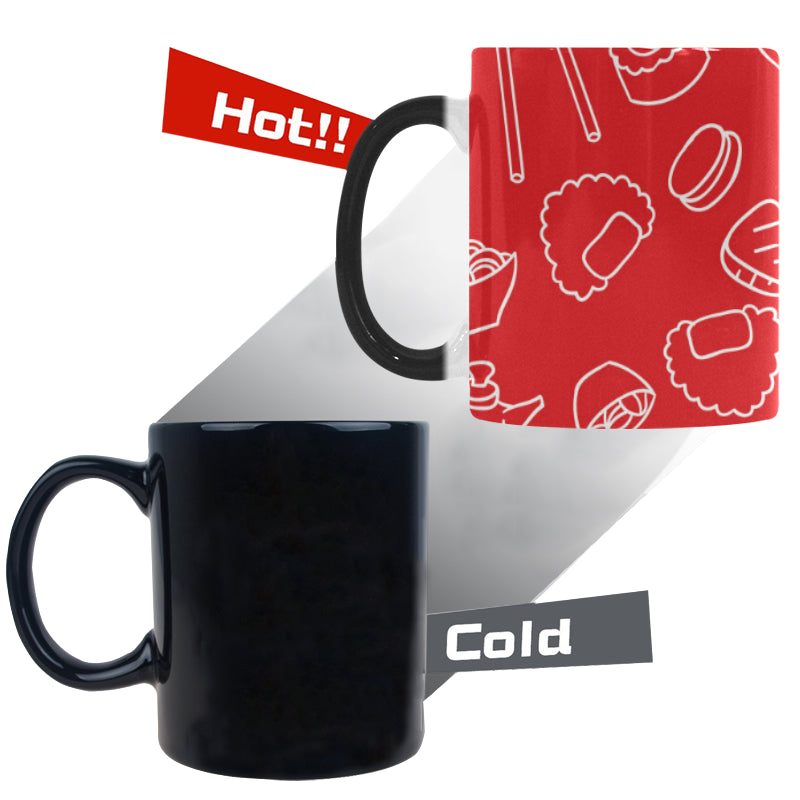 sushi pattern red background Morphing Mug Heat Changing Mug