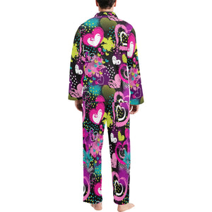 heart dot wave star creative design pattern Men's Long Pajama Set
