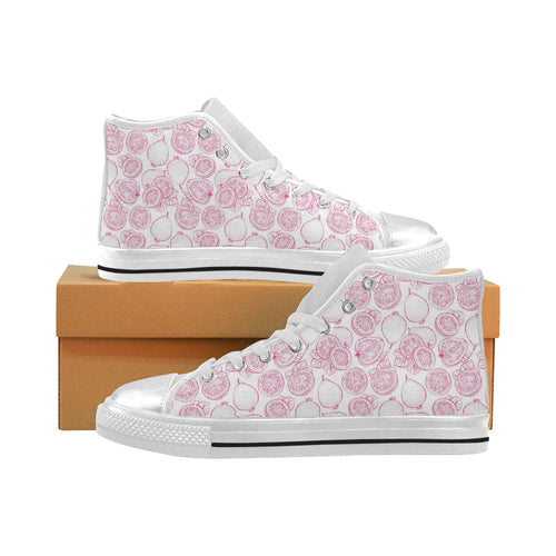 Sketch guava pattern Women's High Top Canvas Shoes White