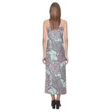 Spider web cobweb design color pattern V-Neck Open Fork Long Dress