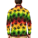 Canabis Marijuana Weed Pattern Print Design 03 Men's Long Sleeve Polo Shirt