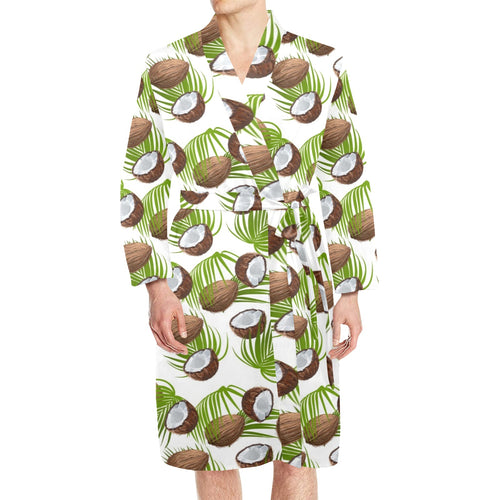 Coconut Pattern Print Design 04 Men's Long Sleeve Belted Night Robe