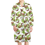Coconut Pattern Print Design 04 Men's Long Sleeve Belted Night Robe
