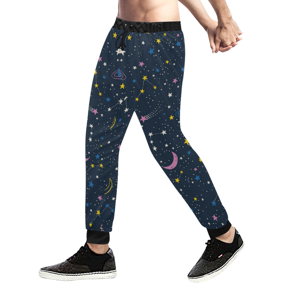 space pattern with planets, comets, constellations Unisex Casual Sweatpants