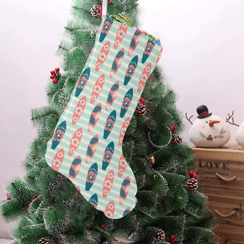 Surfboard Pattern Print Design 02 Christmas Stocking